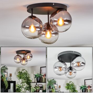 Koyoto Plafondlamp, Kogellampje Duidelijk, Rookkleurig, 3-lichts