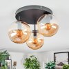 Gastor Plafondlamp, Kogellampje Amber, 3-lichts