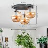 Gastor Plafondlamp, Kogellampje Amber, 3-lichts