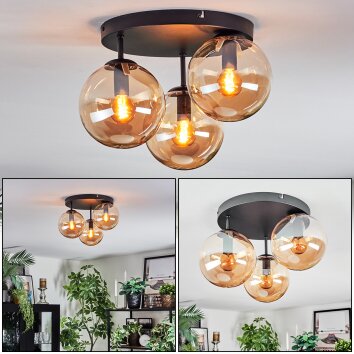 Gastor Plafondlamp, Kogellampje Amber, 3-lichts