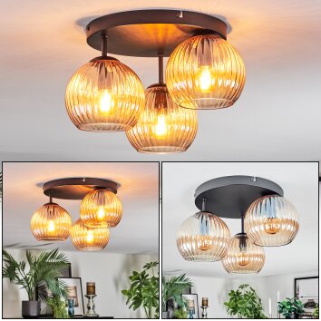 Koyoto Plafondlamp, Kogellampje Amber, 3-lichts