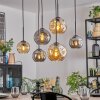 Ripoll Hanglamp, Kogellampje, Hanglamp Amber, Rookkleurig, 6-lichts