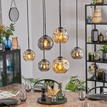 Ripoll Hanglamp, Kogellampje, Hanglamp Amber, Rookkleurig, 6-lichts