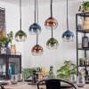 Koyoto Hanglamp, Kogellampje, Hanglamp Blauw, Groen, Duidelijk, Koperkleurig, 6-lichts
