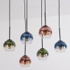 Koyoto Hanglamp, Kogellampje, Hanglamp Blauw, Groen, Duidelijk, Koperkleurig, 6-lichts