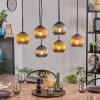 Koyoto Hanglamp, Kogellampje, Hanglamp Blauw, Goud, Koperkleurig, 6-lichts