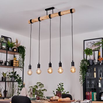 Soungou Hanglamp, Hanglamp Natuurlijke kleuren, Zwart, 5-lichts