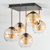 Koyoto Plafondlamp, Kogellampje Goud, Zwart, 5-lichts