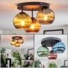Koyoto Plafondlamp, Kogellampje Blauw, Groen, Koperkleurig, 3-lichts
