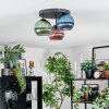 Koyoto Plafondlamp, Kogellampje Blauw, Groen, Koperkleurig, 3-lichts