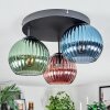 Koyoto Plafondlamp, Kogellampje Blauw, Groen, Koperkleurig, 3-lichts