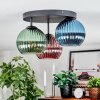Koyoto Plafondlamp, Kogellampje Blauw, Groen, Koperkleurig, 3-lichts