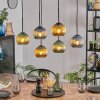 Koyoto Hanglamp, Kogellampje, Hanglamp Blauw, Goud, Koperkleurig, 6-lichts