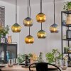Koyoto Hanglamp, Kogellampje, Hanglamp Blauw, Goud, Koperkleurig, 6-lichts