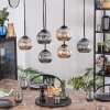 Ripoll Hanglamp, Kogellampje, Hanglamp Amber, Rookkleurig, 6-lichts