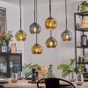 Ripoll Hanglamp, Kogellampje, Hanglamp Blauw, Goud, Groen, 6-lichts