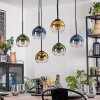Koyoto Hanglamp, Kogellampje, Hanglamp Blauw, Goud, Groen, Duidelijk, 6-lichts