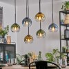 Koyoto Hanglamp, Kogellampje, Hanglamp Blauw, Goud, Groen, Duidelijk, 6-lichts