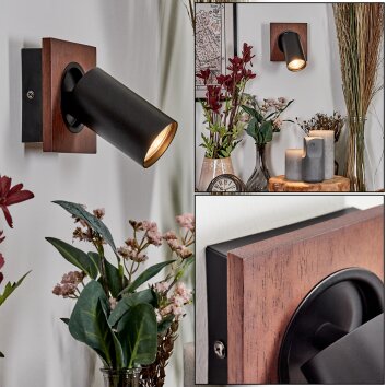 Dalan Wandlamp, Muurspot LED Natuurlijke kleuren, Zwart, 1-licht