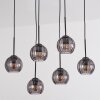 Koyoto Hanglamp, Kogellampje, Hanglamp Rookkleurig, 6-lichts