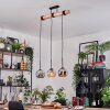 Koyoto Hanglamp, Kogellampje, Hanglamp Natuurlijke kleuren, Zwart, 3-lichts