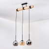 Koyoto Hanglamp, Kogellampje, Hanglamp Natuurlijke kleuren, Zwart, 3-lichts