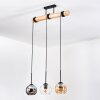 Koyoto Hanglamp, Kogellampje, Hanglamp Natuurlijke kleuren, Zwart, 3-lichts