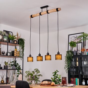 Bassagoda Hanglamp, Hanglamp Natuurlijke kleuren, Zwart, 4-lichts