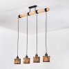 Cando Hanglamp, Hanglamp Natuurlijke kleuren, Zwart, 4-lichts