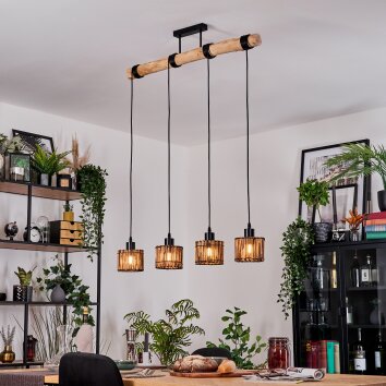 Cando Hanglamp, Hanglamp Natuurlijke kleuren, Zwart, 4-lichts