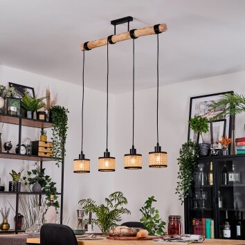 Ramila Hanglamp, Hanglamp Natuurlijke kleuren, Zwart, 4-lichts