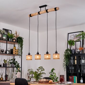 Barcos Hanglamp, Hanglamp Natuurlijke kleuren, Zwart, 4-lichts