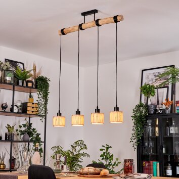 Bongal Hanglamp, Hanglamp Natuurlijke kleuren, Zwart, 4-lichts