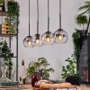 Koyoto Hanglamp, Kogellampje, Hanglamp Natuurlijke kleuren, Zwart, 4-lichts