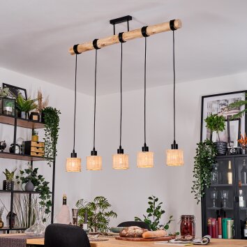Cavaca Hanglamp, Hanglamp Natuurlijke kleuren, Zwart, 5-lichts