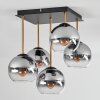 Koyoto Plafondlamp, Kogellampje Goud, Zwart, 5-lichts