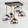 Koyoto Plafondlamp, Kogellampje Goud, Zwart, 5-lichts