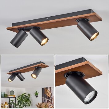 Dalan Plafondlamp, Plafondspot LED Natuurlijke kleuren, Zwart, 3-lichts