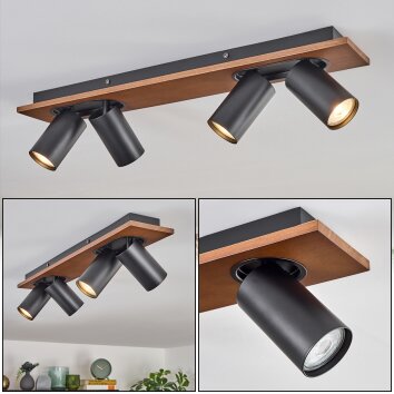 Dalan Plafondlamp, Plafondspot LED Natuurlijke kleuren, Zwart, 4-lichts