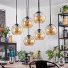 Koyoto Hanglamp, Kogellampje, Hanglamp Amber, 6-lichts