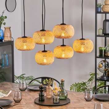 Bauro Hanglamp, Hanglamp Natuurlijke kleuren, 6-lichts
