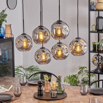 Ripoll Hanglamp, Kogellampje, Hanglamp Rookkleurig, 6-lichts