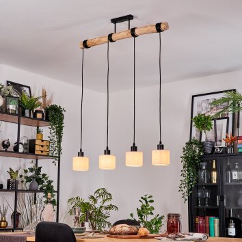 Bassagoda Hanglamp, Hanglamp Natuurlijke kleuren, Zwart, 4-lichts