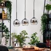 Koyoto Hanglamp, Kogellampje, Hanglamp Natuurlijke kleuren, Zwart, 3-lichts