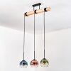 Koyoto Hanglamp, Kogellampje, Hanglamp Natuurlijke kleuren, Zwart, 3-lichts