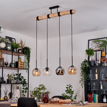 Koyoto Hanglamp, Kogellampje, Hanglamp Natuurlijke kleuren, Zwart, 4-lichts