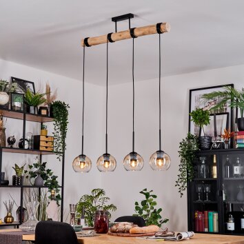 Koyoto Hanglamp, Kogellampje, Hanglamp Natuurlijke kleuren, Zwart, 4-lichts