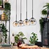 Koyoto Hanglamp, Kogellampje, Hanglamp Natuurlijke kleuren, Zwart, 4-lichts