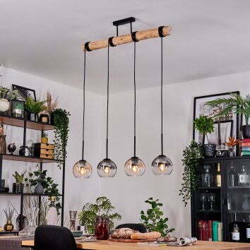 Koyoto Hanglamp, Kogellampje, Hanglamp Natuurlijke kleuren, Zwart, 4-lichts