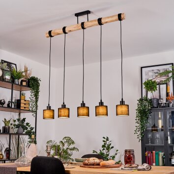 Bassagoda Hanglamp, Hanglamp Natuurlijke kleuren, Zwart, 5-lichts
